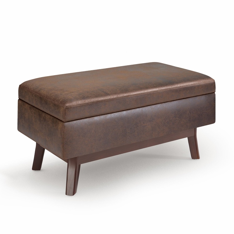 Owen – Small Rectangular Storage Ottoman – Distressed Chestnut Brown