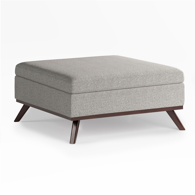 Owen – Square Coffee Table Storage Ottoman – Cloud Gray