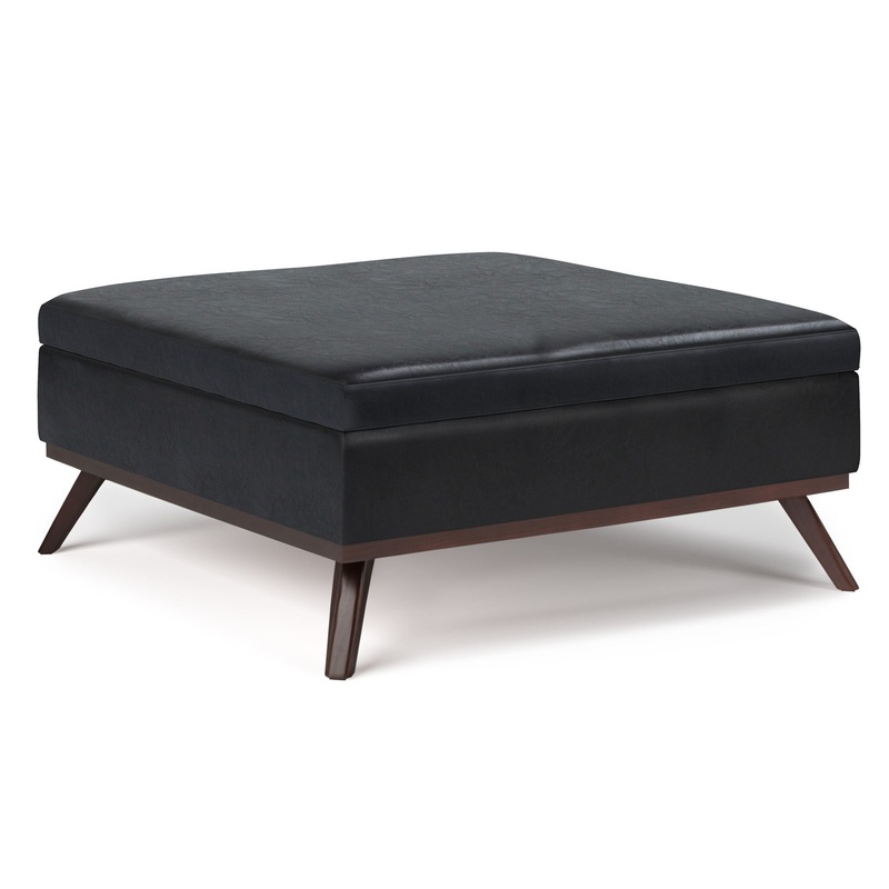Owen – Square Coffee Table Storage Ottoman – Midnight Black