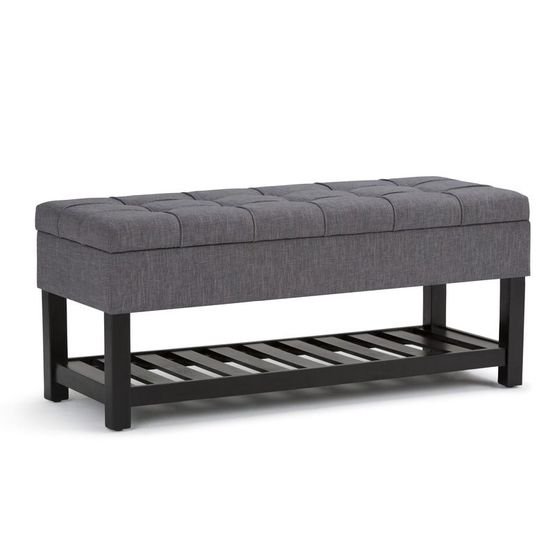 Saxon – Storage Ottoman Bench – Slate Gray