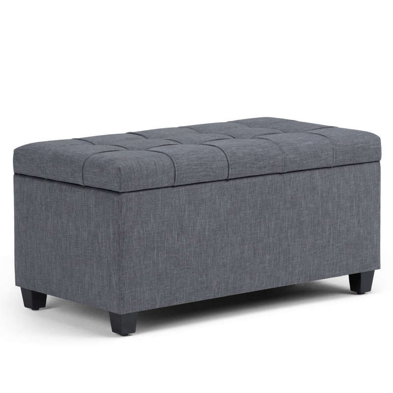 Sienna – Storage Ottoman Bench – Slate Gray