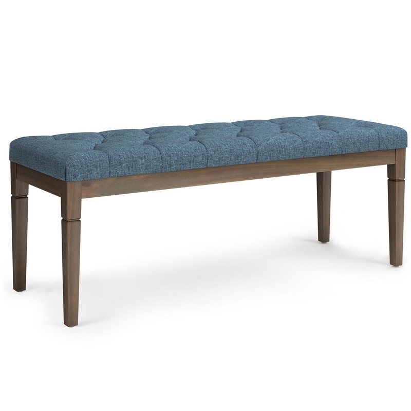 Waverly – Tufted Ottoman Bench – Denim Blue