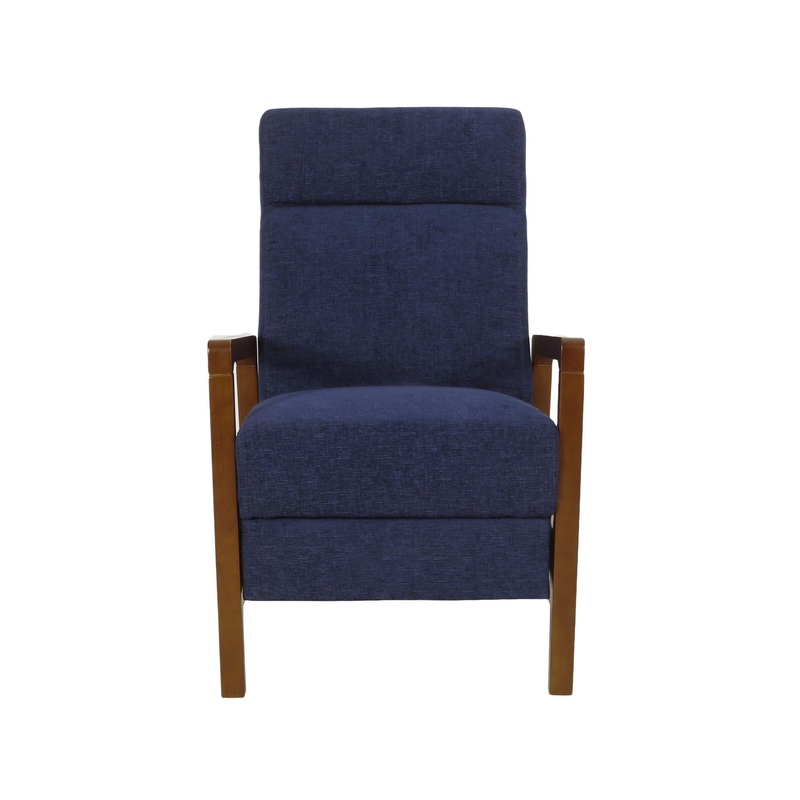 Wide Push Back Manual Club Recliner – Navy Blue