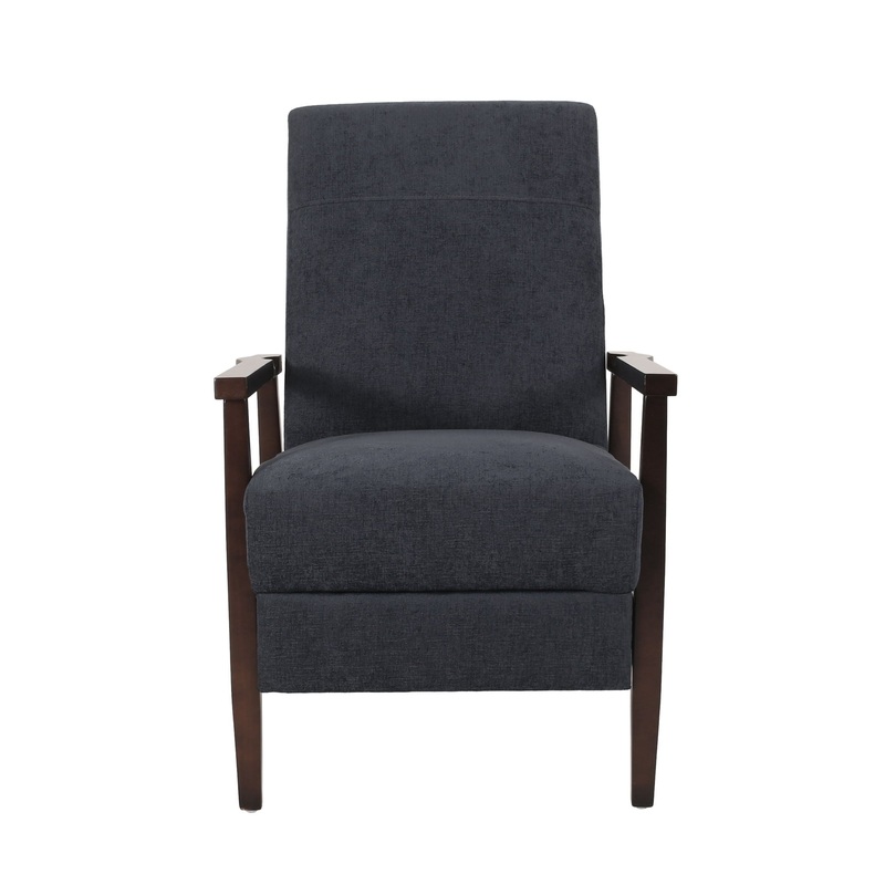 Wide Wood Hand Manual Club Recliner – Charcoal
