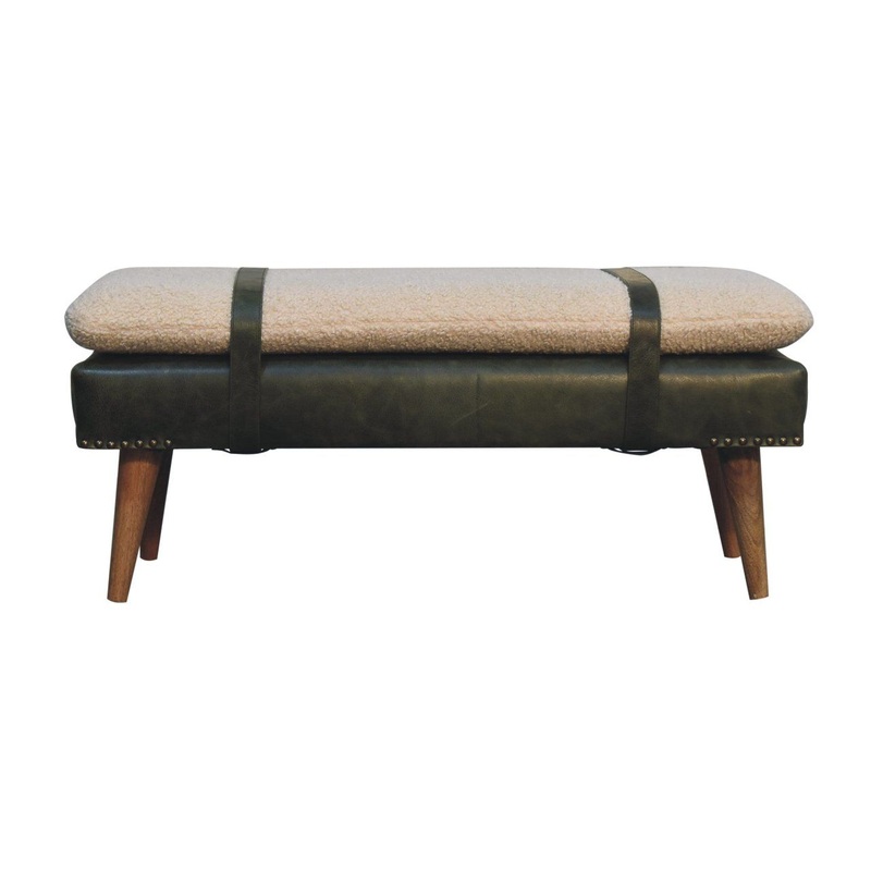 Buffalo – Hide Leather Bench – Olive Green