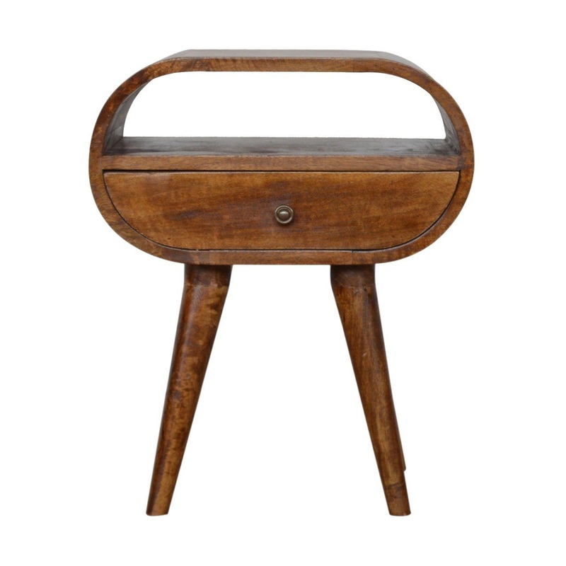 Circular Open Bedside Table – Chestnut