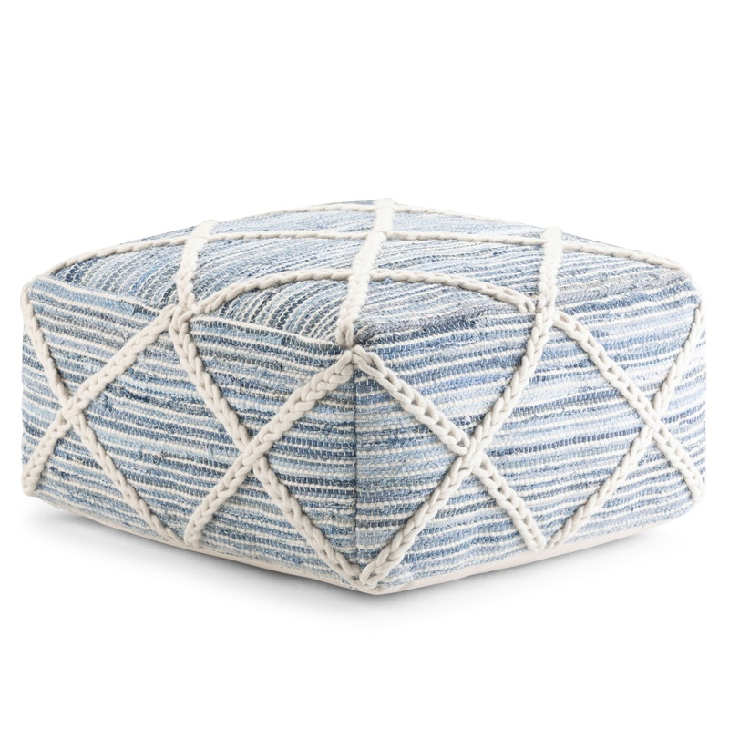 Cowan – Square Pouf – Blue / Natural
