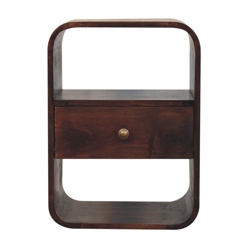 Curved Edge Bedside Table – Walnut