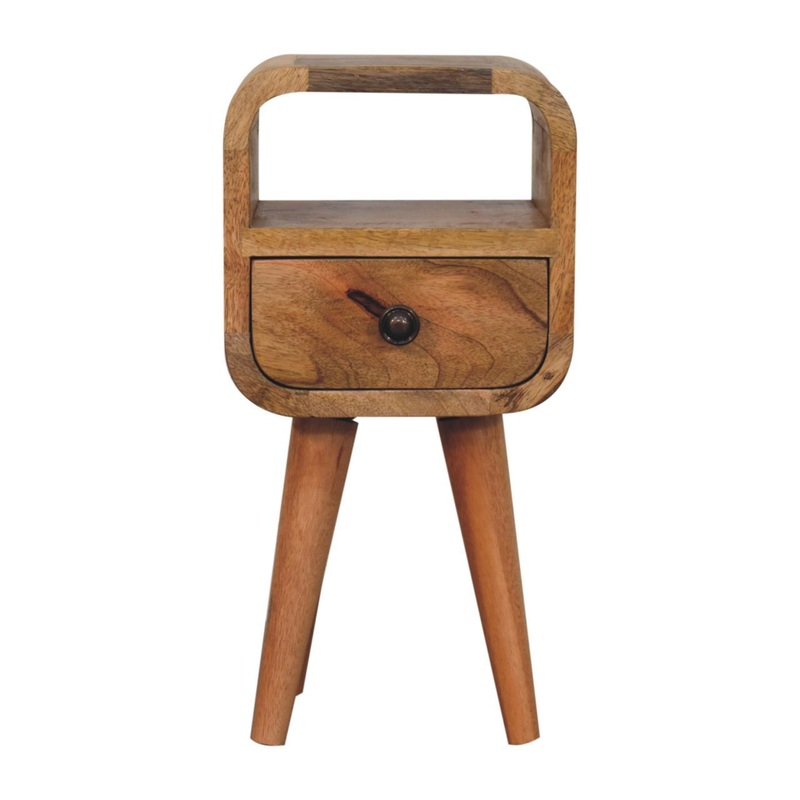 Extra Mini Curve Open Slot Nightstand – Oak