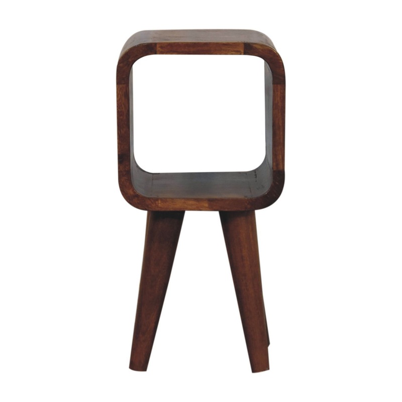 Extra Mini Minimalist Open Curved Bedside Table – Chestnut