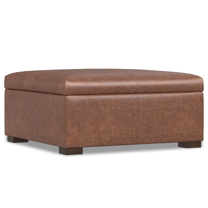Gabbie – Square Coffee Table Storage Ottoman – Brown