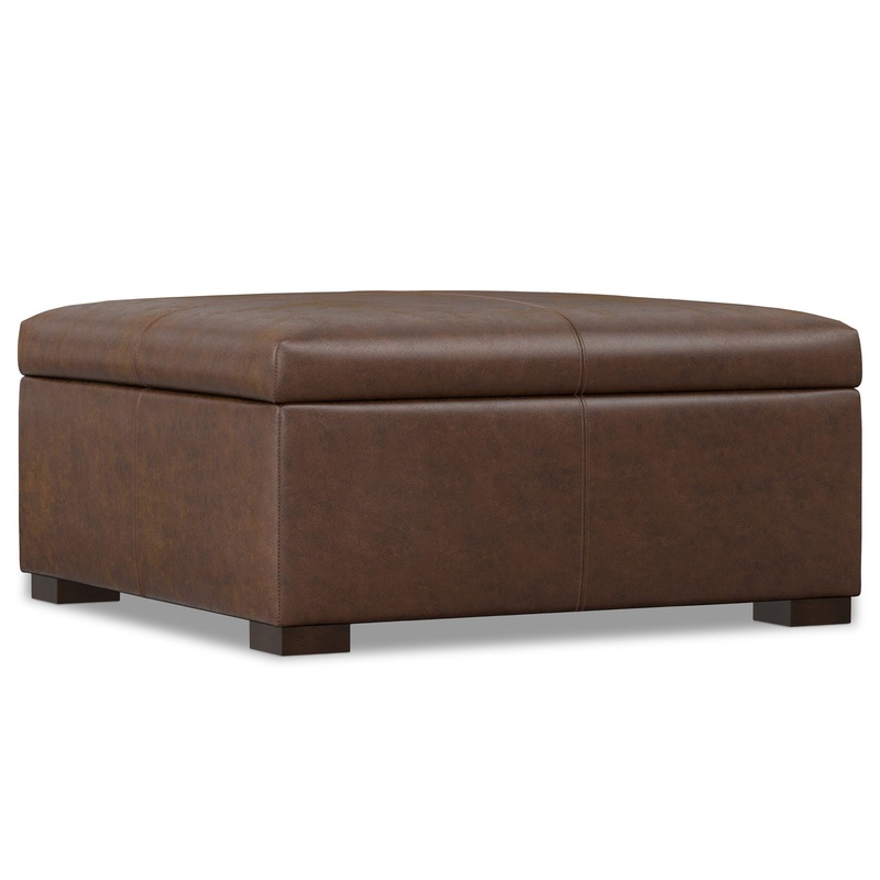 Gabbie – Square Coffee Table Upholstered Storage Ottoman – Brown