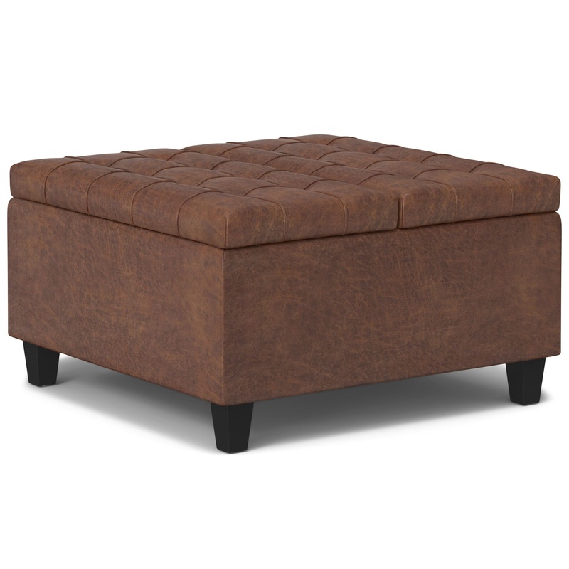 Harrison – Square Small Coffee Table Storage Ottoman – Brown