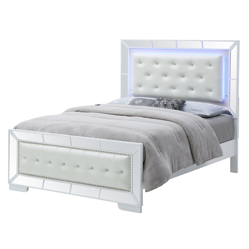 King Bed Elegant Contemporary – White