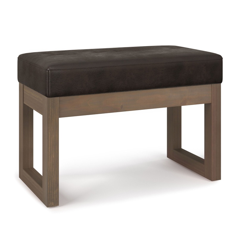Milltown – Footstool Small Ottoman Bench – Distressed Brown