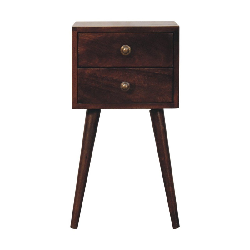 Mini 2 Drawer Bedside Table – Walnut