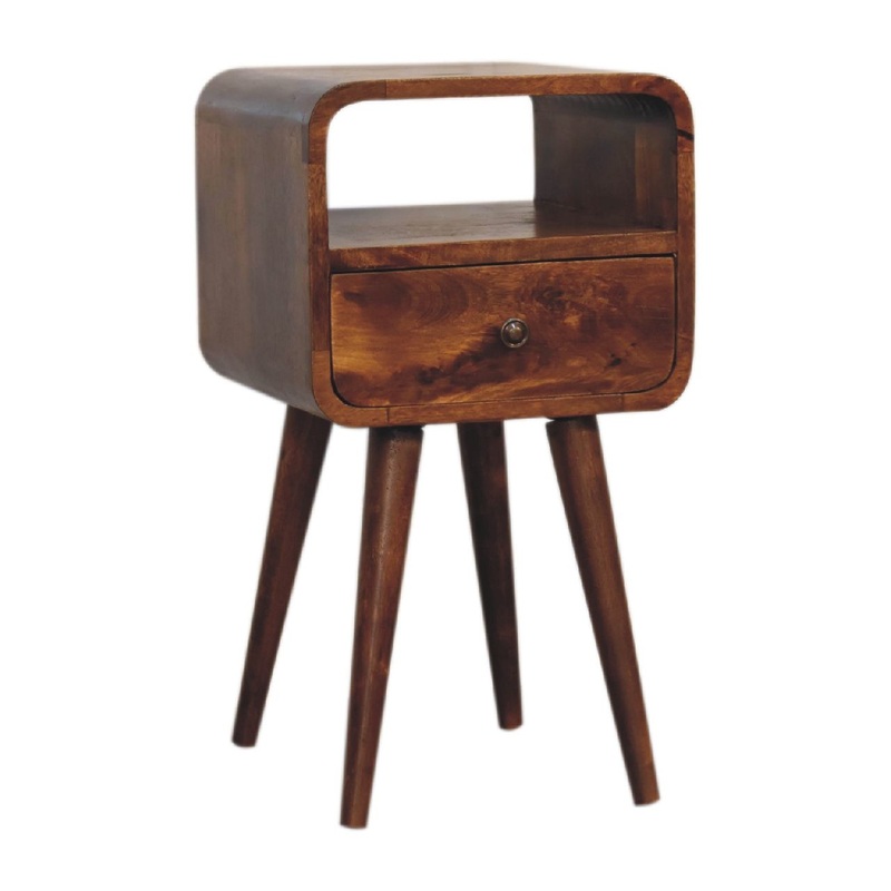 Mini Curve Open Bedside Table – Chestnut