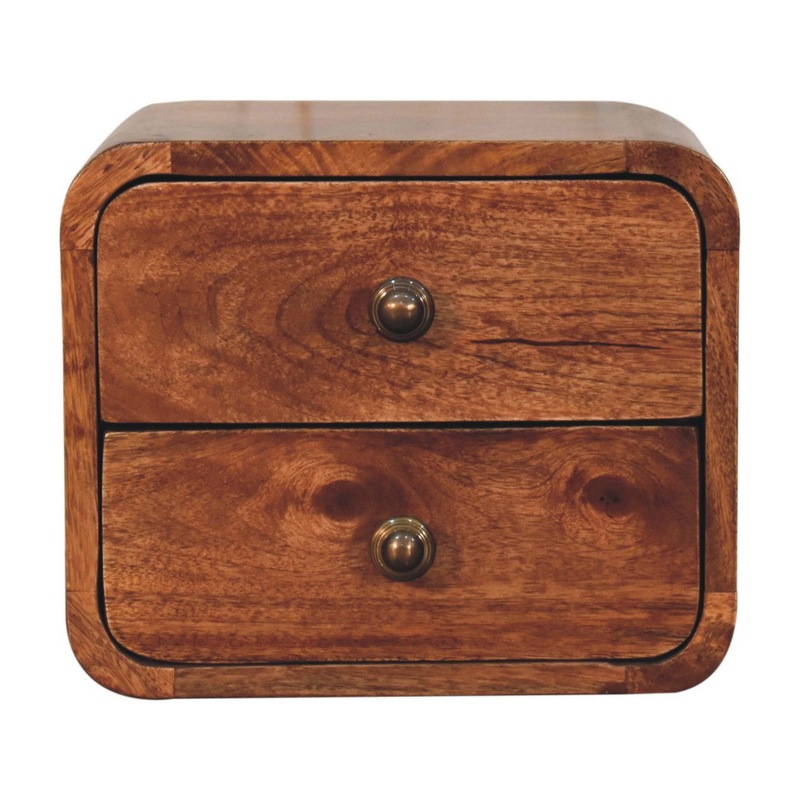 Mini Curved Wall Mounted Bedside Table – Brown