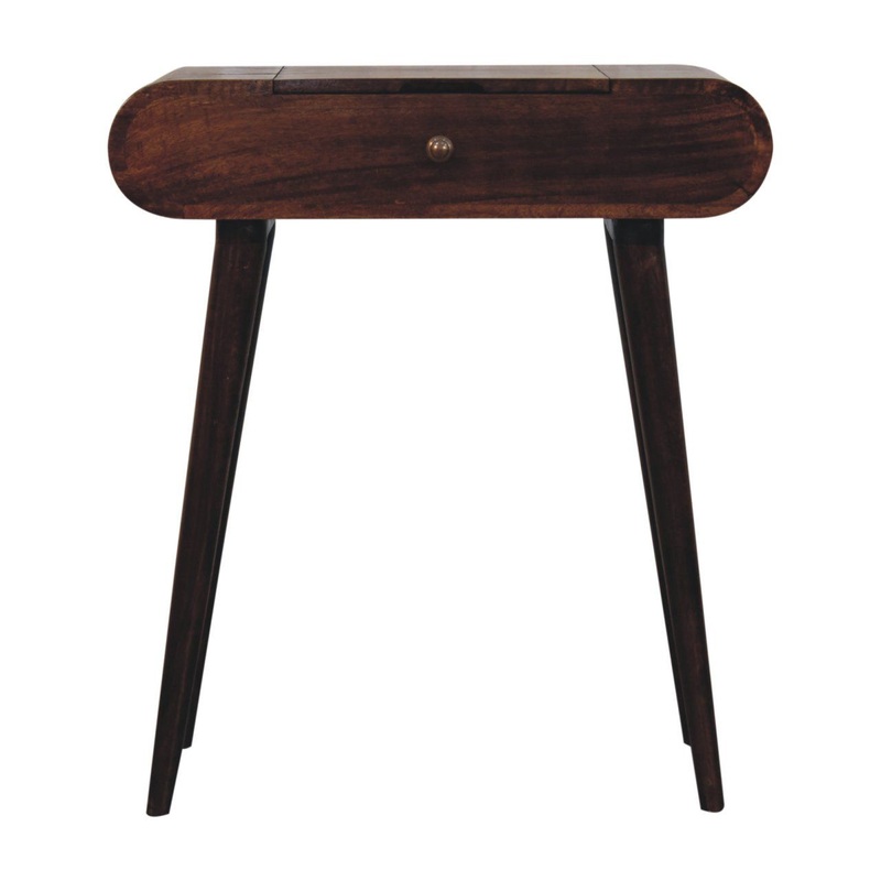 Mini Dressing Table With Foldable Mirror – Walnut