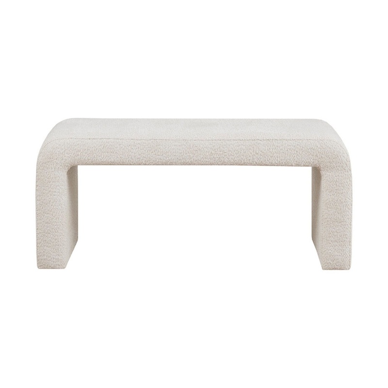 Modern Boucle Waterfall Bench – Cream