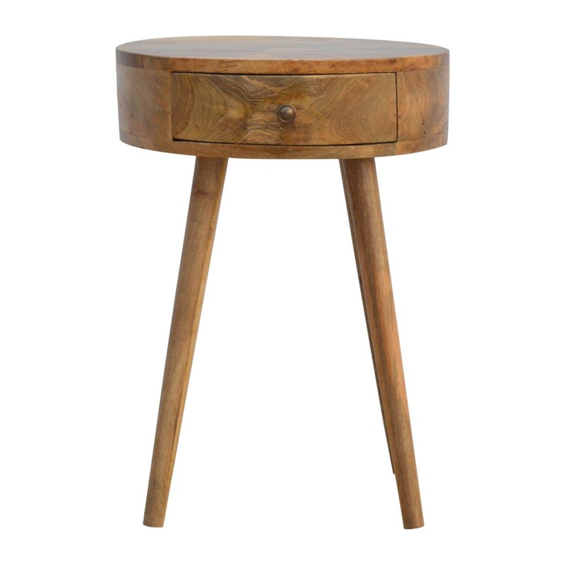 Nordic Circular Shaped Bedside Table – Oak