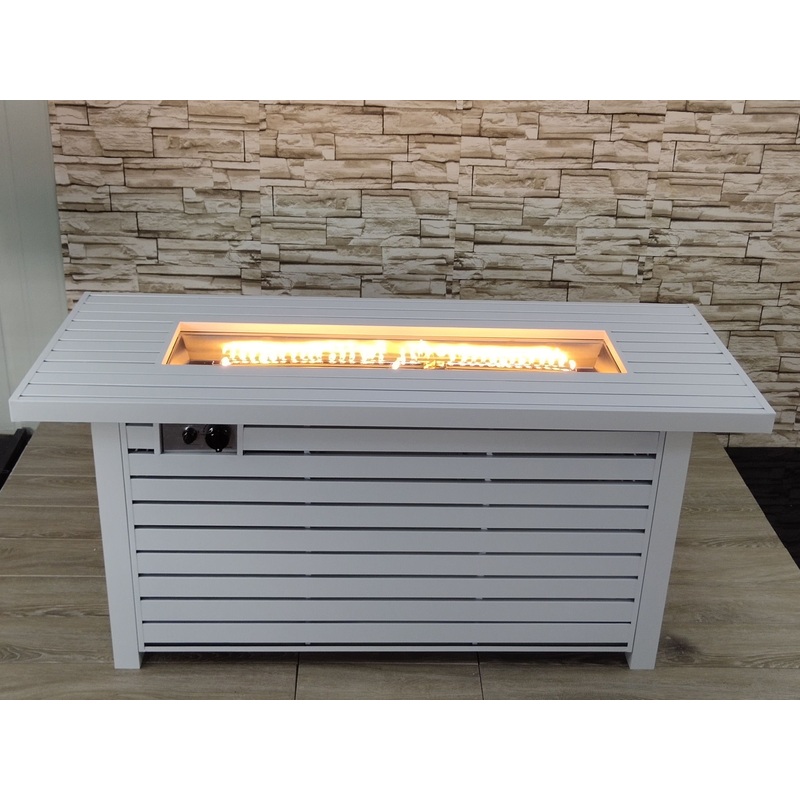 Propane / Natural Gas Outdoor Steel Fire Pit Table With Lid – White