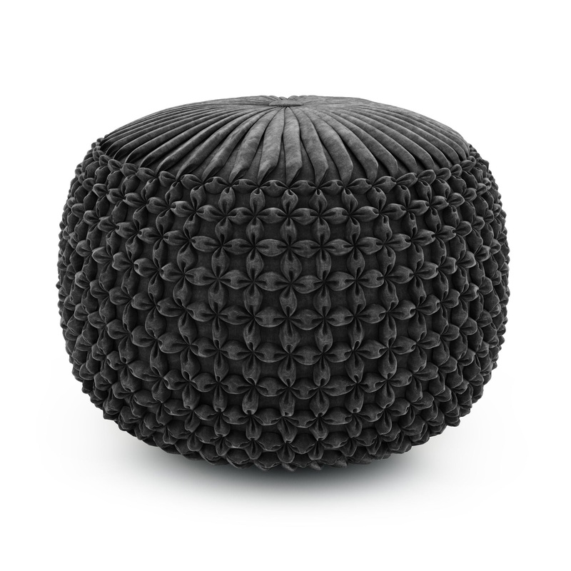 Renee – Round Pouf – Slate Gray