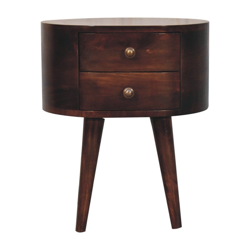 Rounded Bedside Table – Walnut