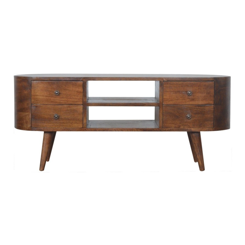 Rounded Entertainment Unit – Chestnut