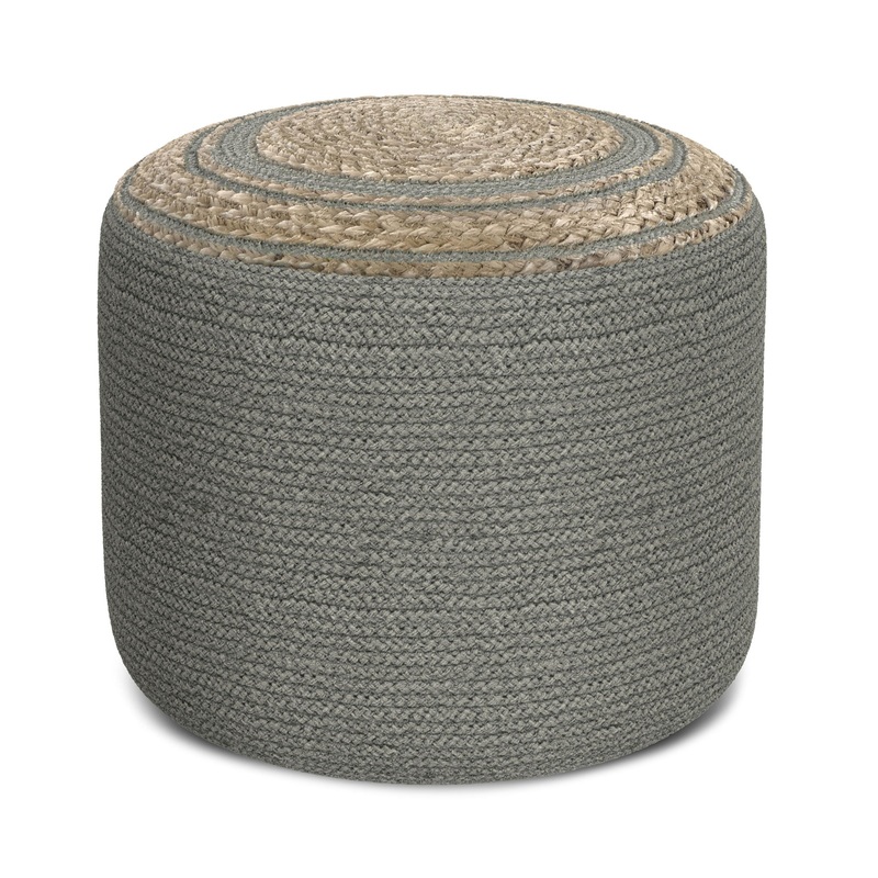 Serena – Round Braided Pouf – Dove Gray
