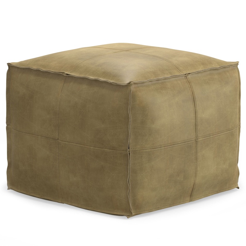 Sheffield – Square Pouf – Distressed Sandcastle