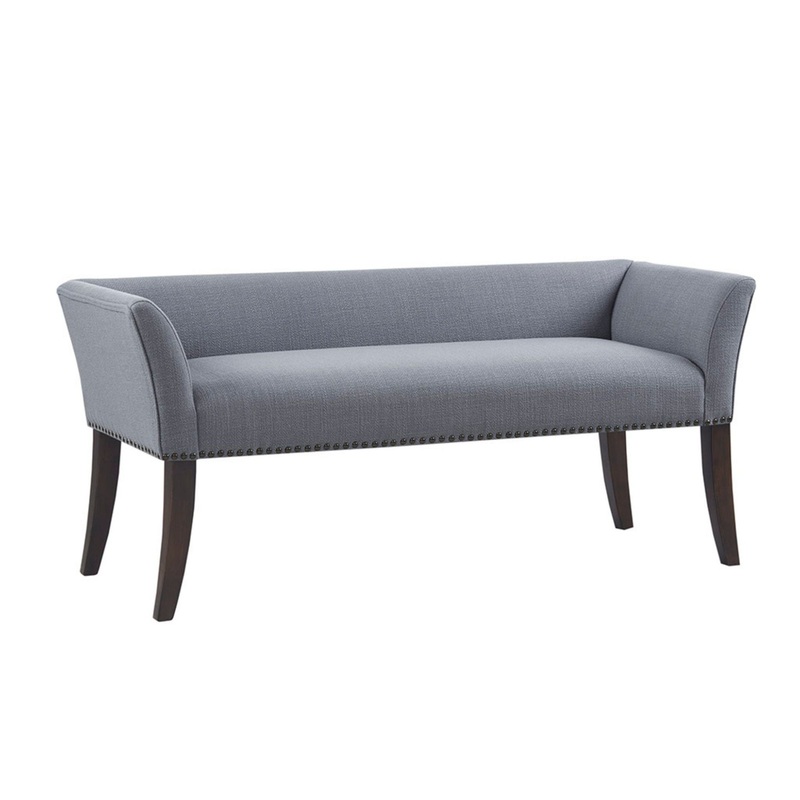 Accent Bench With Low Back And Flared Arms – Slate Blue