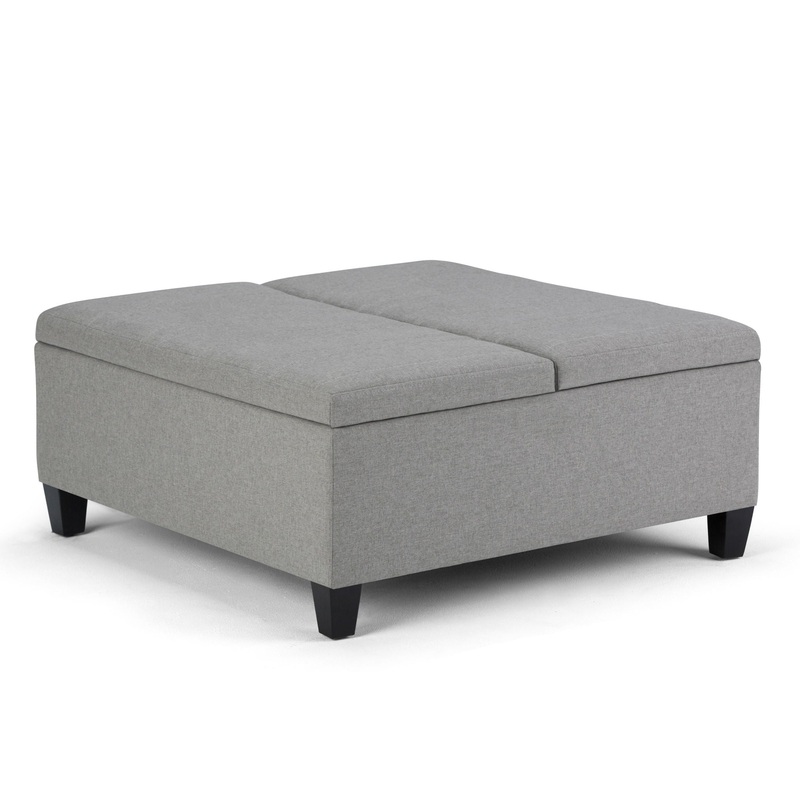 Ellis – Coffee Table Storage Ottoman – Dove Gray