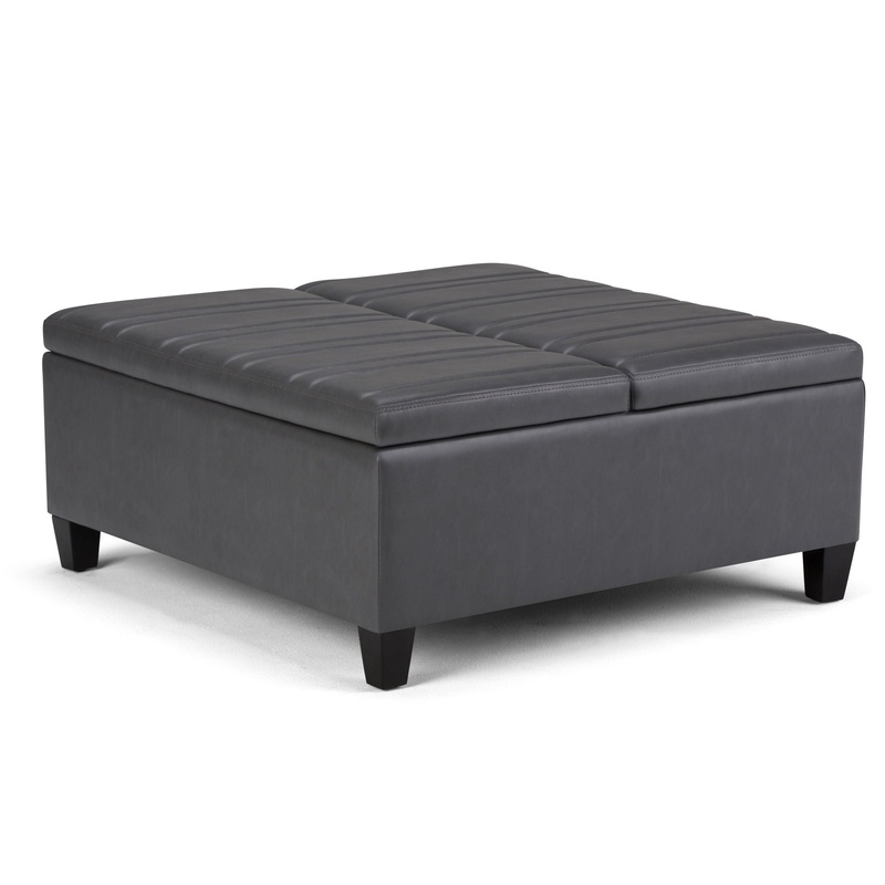 Ellis – Coffee Table Storage Ottoman – Stone Gray
