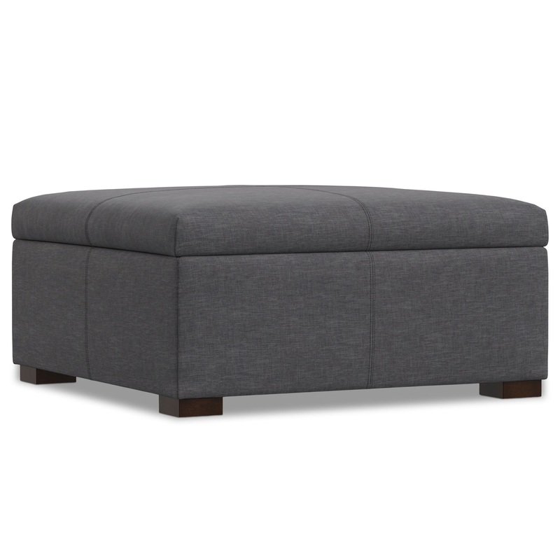 Gabbie – Square Coffee Table Storage Ottoman – Gray