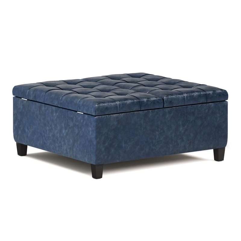 Harrison – Coffee Table Storage Ottoman – Denim Blue