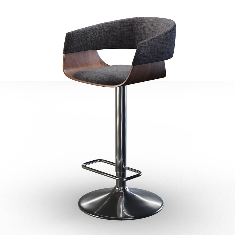 Lowell – Adjustable Swivel Bar Stool – Charcoal Gray