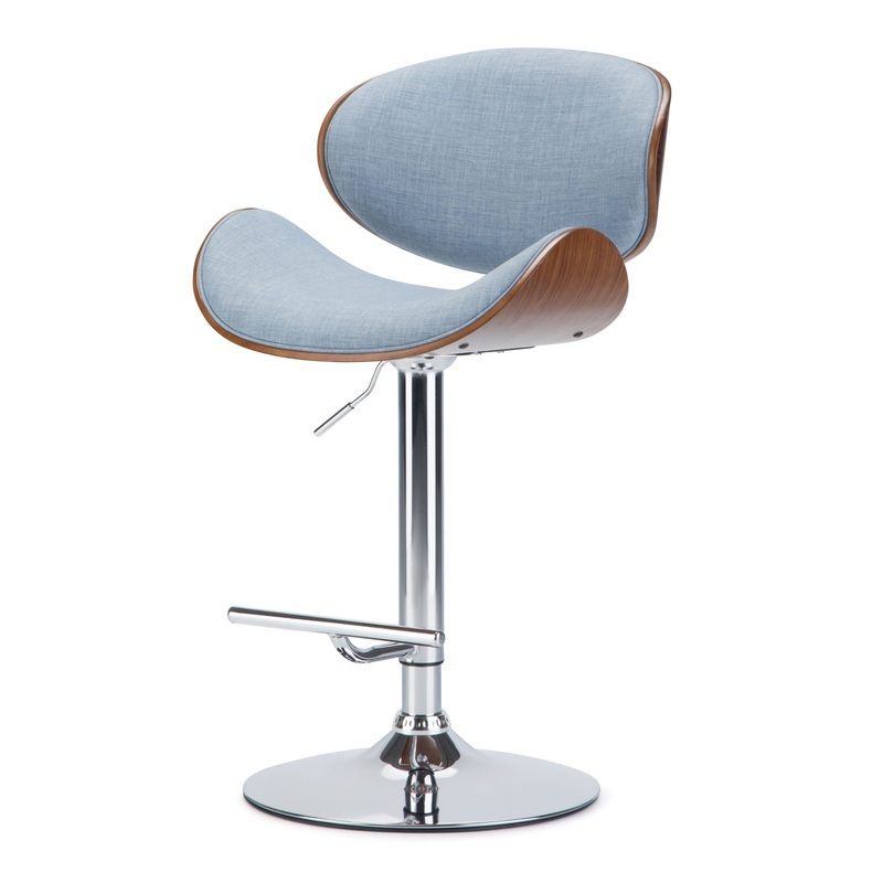 Marana – Bentwood Adjustable Swivel Bar Stool – Denim Blue