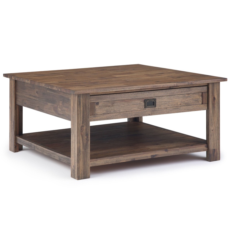 Monroe – Square Coffee Table – Rustic Natural Aged Brown