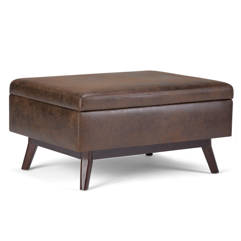 Owen – Coffee Table Storage Ottoman – Distressed Chestnut Brown