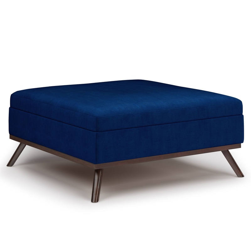 Owen – Square Coffee Table Storage Ottoman – Blue