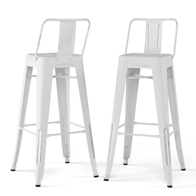 Rayne – Metal Bar Stool (Set of 2) – Distressed White
