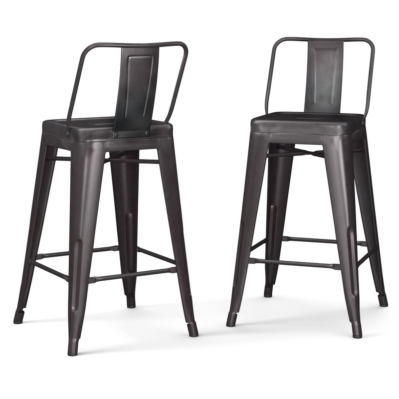 Rayne – Metal Counter Height Stool (Set of 2) – Gunmetal Gray