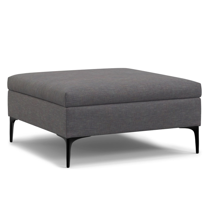 Rebecca – Multifunctional Coffee Table Storage Ottoman With Lift Up Lid – Gray