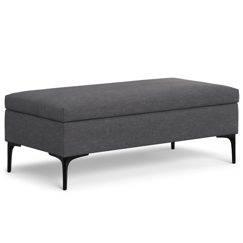 Rebecca – Multifunctional Large Coffee Table Storage Ottoman With Lift Up Lid – Gray
