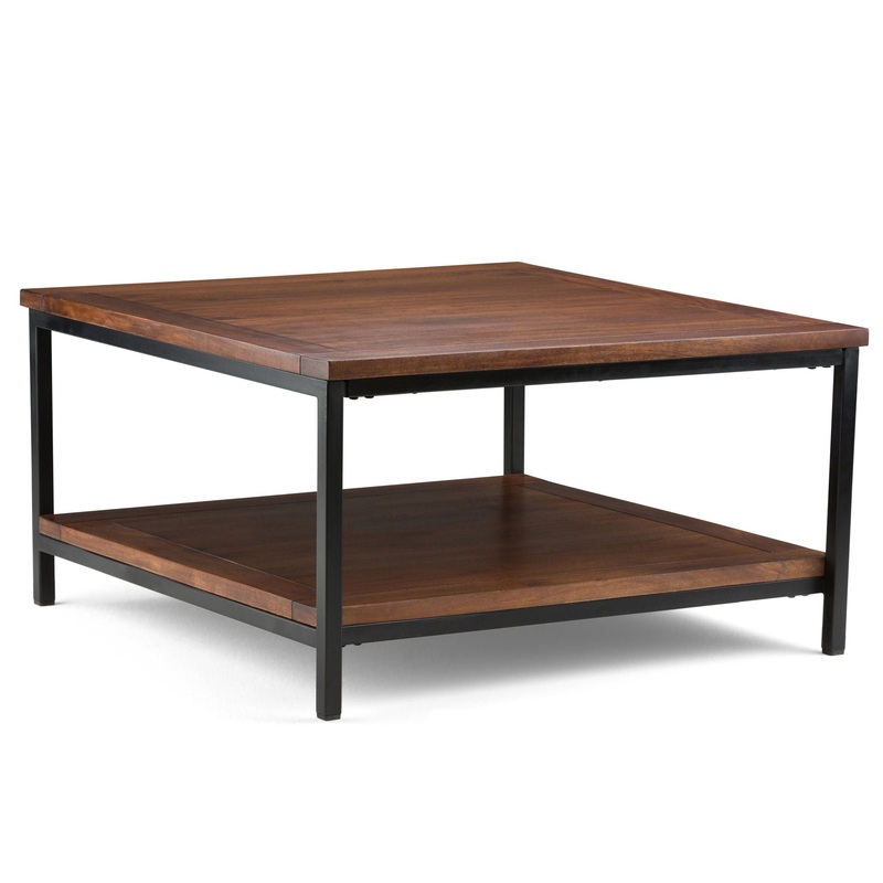 Skyler – Square Coffee Table – Dark Cognac Brown