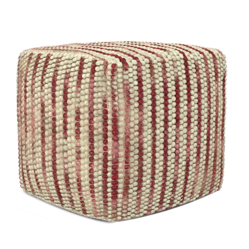 Zoey – Woven Cube Pouf – Maroon