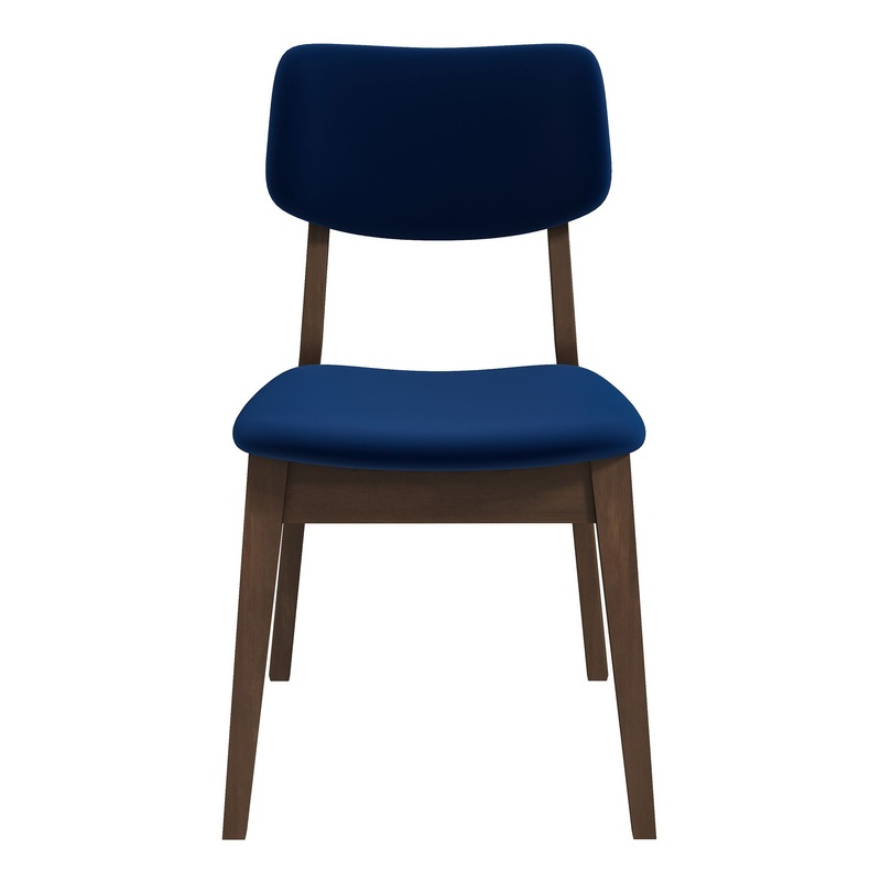 Carlos – Solid Back Side Chair (Set of 2) – Brown / Navy Blue