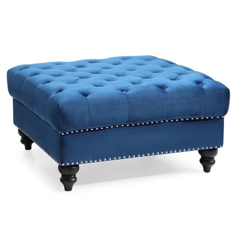 Charming Traditional Ottoman – Navy Blue