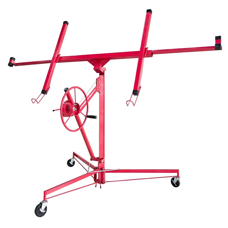 Drywall Panel Lifter Drywall Panel Hoist Jack Lifter Jack Rolling Caster Panel Hoist 11Ft – Red